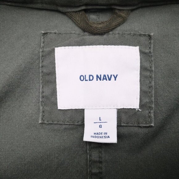 Old Navy Men's Size Large Olive Zipper & Snap Closure Jacket w/ Packable Hood - Picture 3 of 14